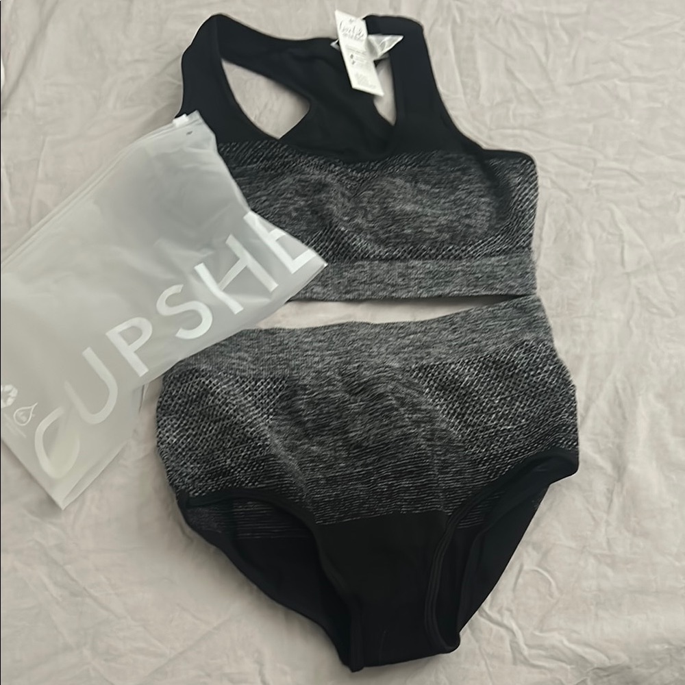 Cupshe Black and Gray Sports Bikini Set